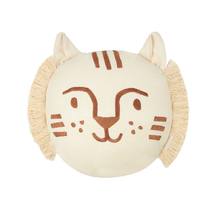 Nobodinoz - Coussin tigre, 35 x 30 cm, marron / natural