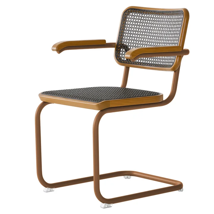 Thonet - S 64 V Fauteuil, cannage Dark Melange, ambre