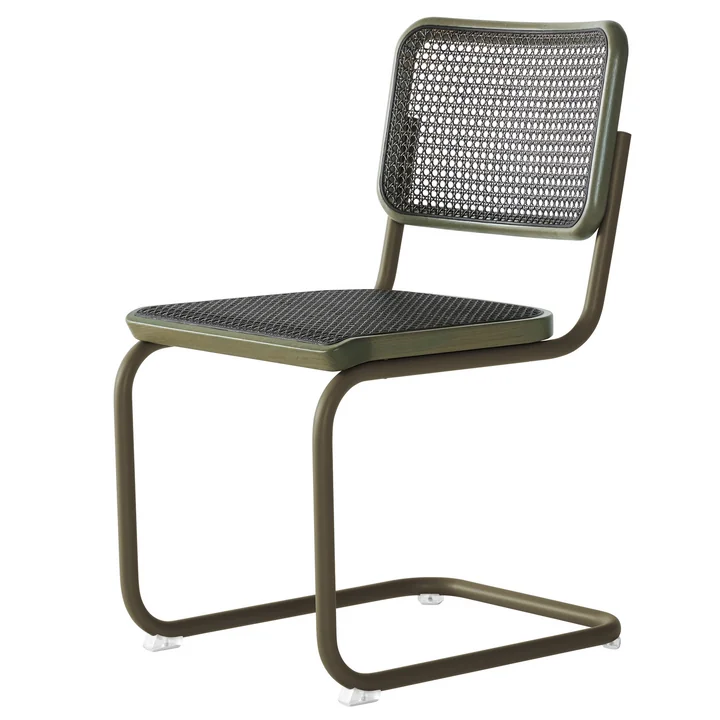 Thonet - S 32 V Chaise, cannage Dark Melange, vert sauge