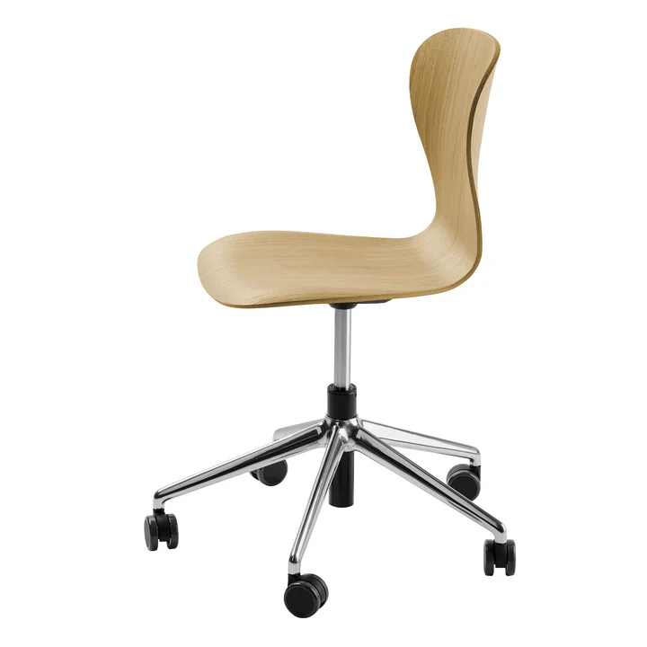 Thonet - S 220 DRW Siège pivotant avec roulettes, chêne / piétement aluminium poli