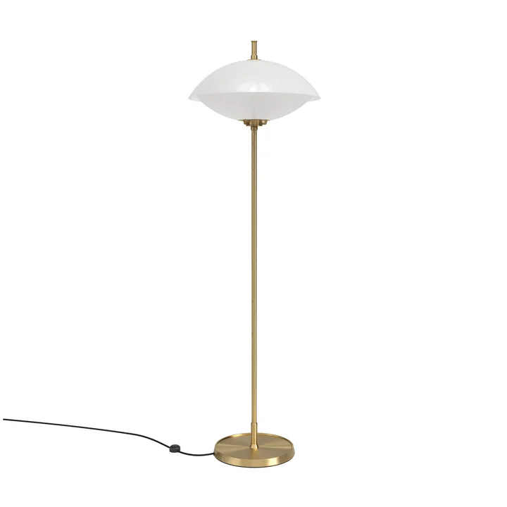 Clam Lampadaire Ø 40 cm, laiton / blanc opale de Fritz Hansen