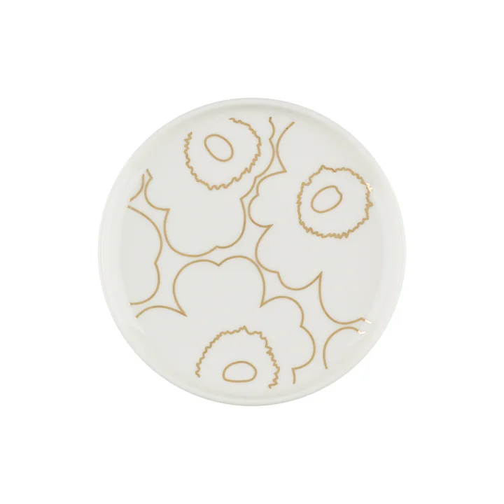 Oiva Piirto Unikko Assiette, Ø 13,5 cm, blanc / or de Marimekko