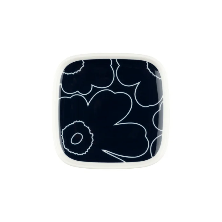 Oiva Piirto Unikko Assiette, 10 x 10 cm, blanc / bleu foncé de Marimekko