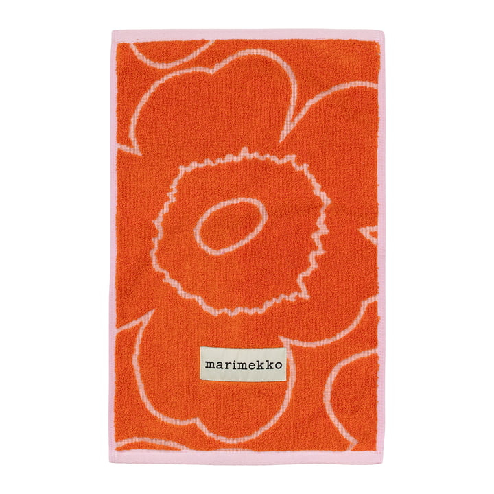 Serviette d'invité Piirto Unikko, 30 x 50 cm, orange brûlé / rose de Marimekko