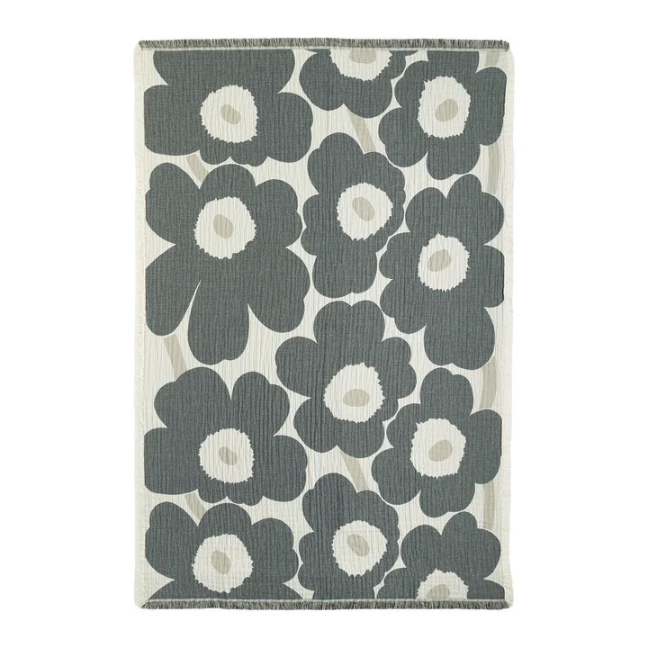 Unikko couverture, 150 x 220 cm, blanc cassé / charcoal / sable de Marimekko