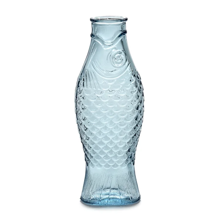 Serax - Fish & Bouteille en verre Fish, 850 ml, bleu
