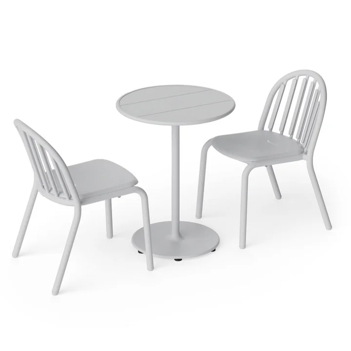 Fred's Outdoor table Ø 60 cm + chaise (set de 2), gris clair (édition exclusive) de Fatboy