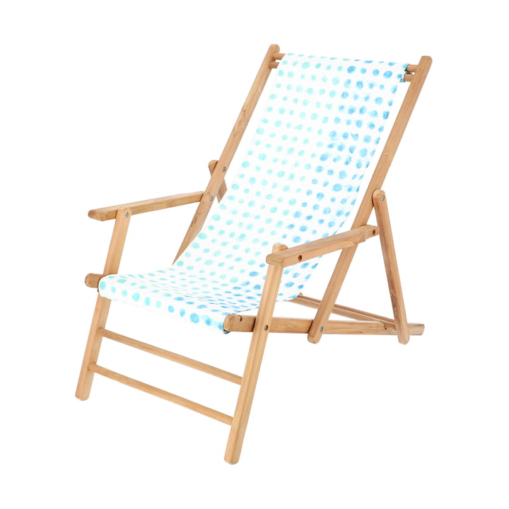 Jan Kurtz - Maxx Deckchair bois de teck, revêtement Designers Guild Amlapura Aqua