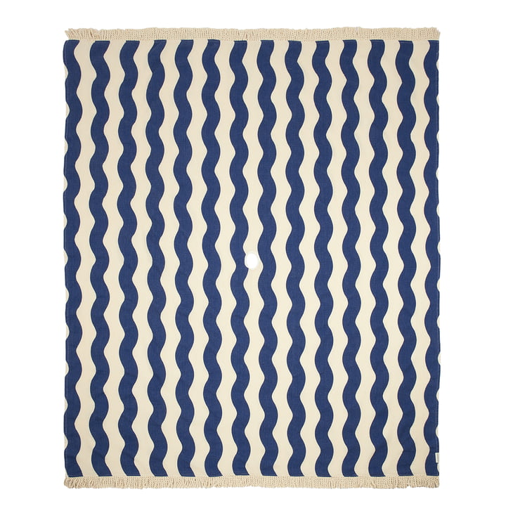 Portofino Linge de plage XL, 146 x 175 cm, blue waves waffle de Nobodinoz
