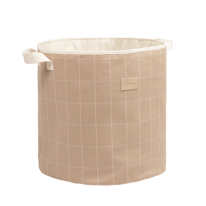 Panier de rangement, Ø 37 x H 41 cm, taupe grid de Nobodinoz