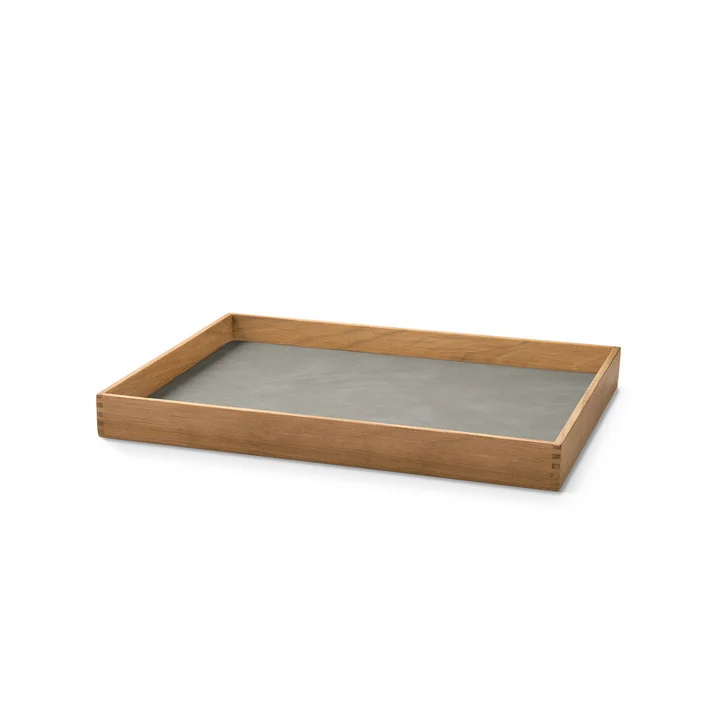 Lind DNA - Plateau en teck Square M Even, Nupo light grey / teak
