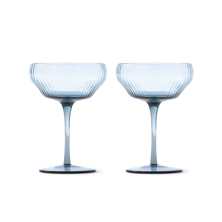 Pols Potten - Pum Coupe verre, bleu clair (set de 2)