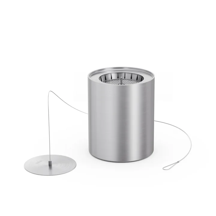 Spin Bio- Burner 120 avec Eco-Ring et couvercle éteignoir, argent de höfats