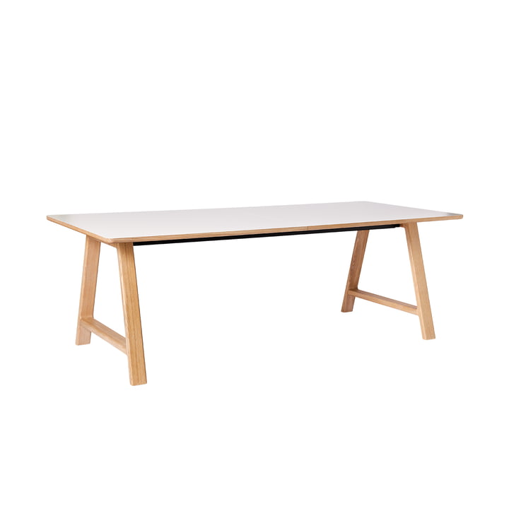 T11 Table de salle à manger, 220 x 95 cm, blanc cristal / chêne blanc pigmenté de Andersen Furniture