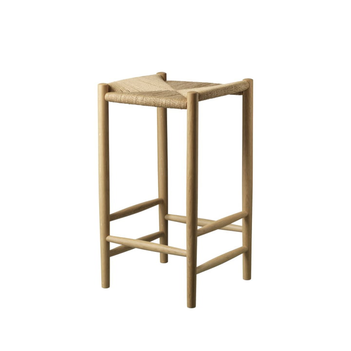 FDB Møbler - Jørgen Bækmark Tabouret de bar J164C, H 67 cm, chêne / naturel, sangle / naturel