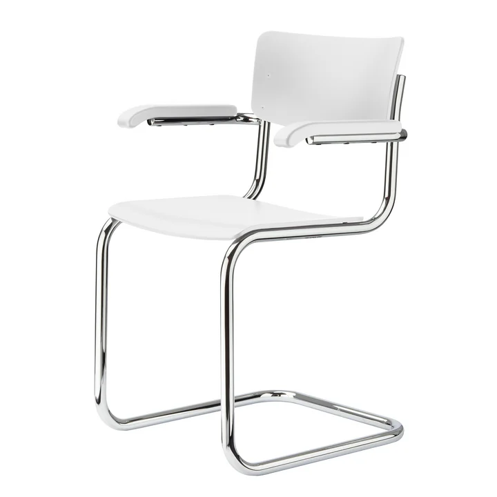 Thonet - S 43 F Chaise, chrome / hêtre lasuré blanc (TP 200)