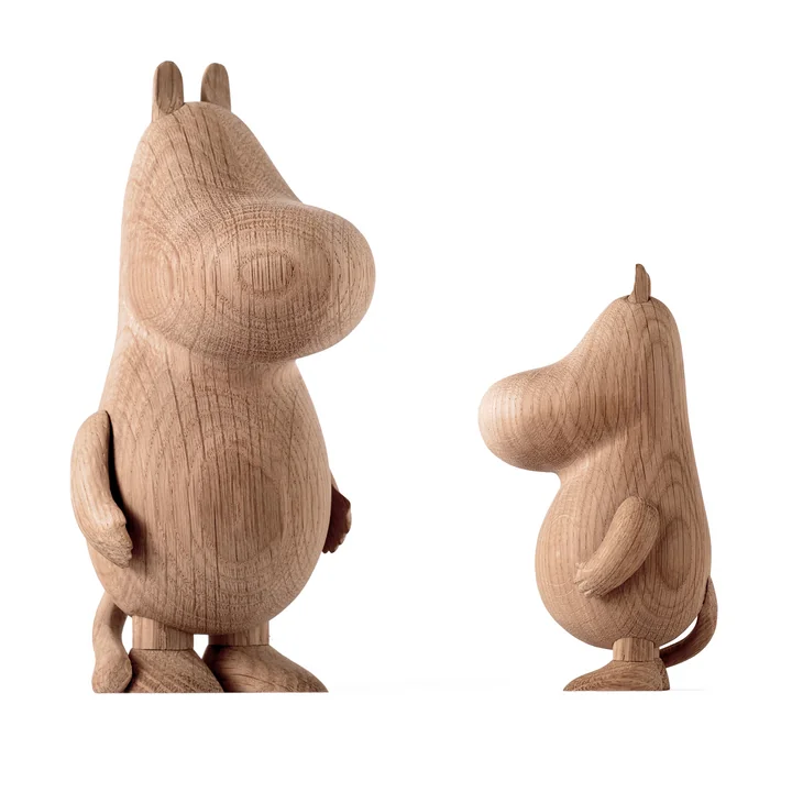 Moomintroll figurine en bois large et small, chêne naturel de boyhood
