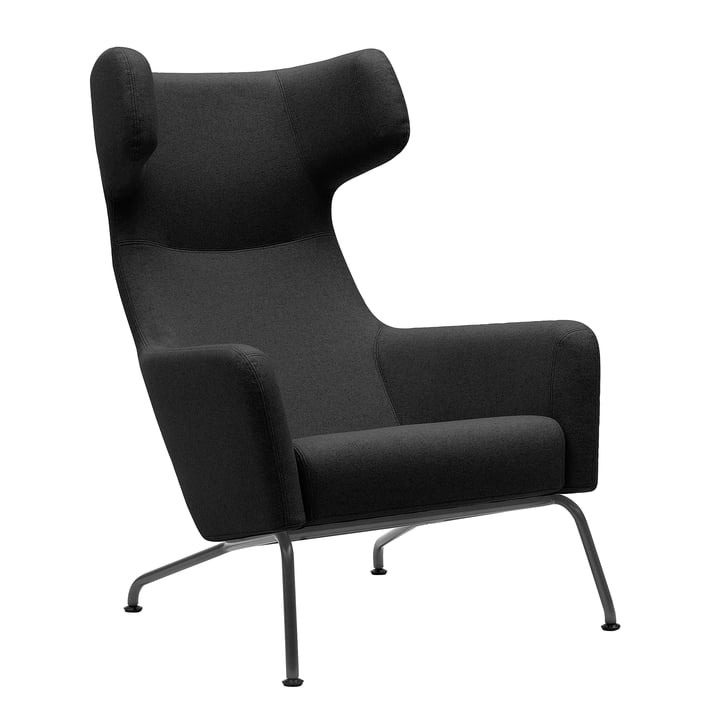 Softline - Havana Fauteuil à oreilles, structure noire / feutre anthracite (610)