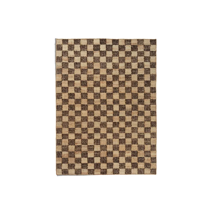 Ferm Living - Check Tapis laine-jute, 140 x 200 cm, coffee / natural