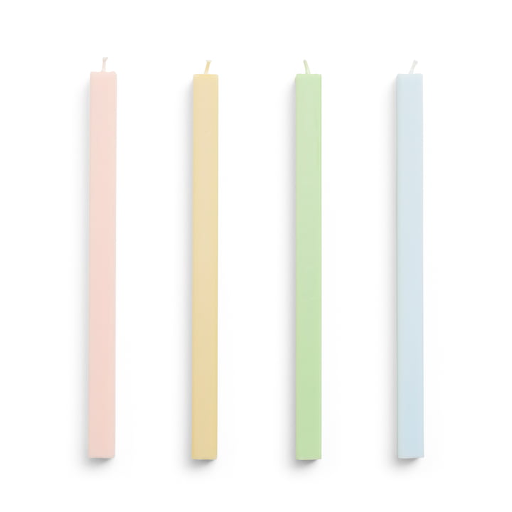 Square Bougies H 24 cm, pastel (set de 4) de Hay