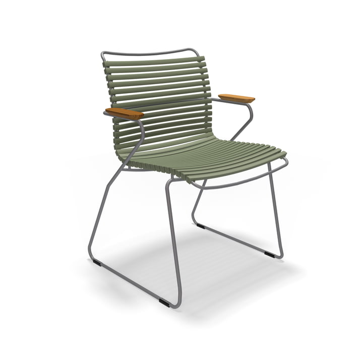 HOUE - CLICK Outdoor Dining fauteuil à dossier bas, vert olive