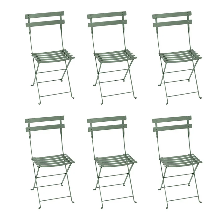 Fermob - Bistro Chaise pliante en métal, cactus (lot de 6)