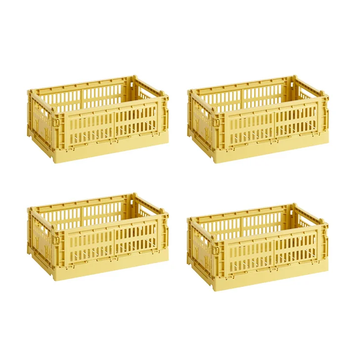 HAY - Colour Crate Panier S, 26,5 x 17 cm, dusty yellow, recycled (set de 4)