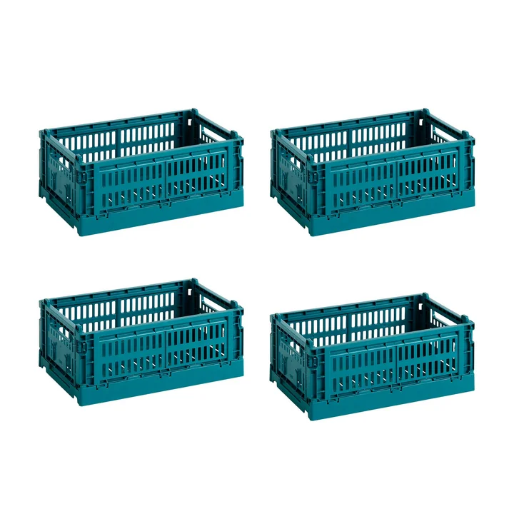 HAY - Colour Crate Panier S, 26,5 x 17 cm, ocean green, recycled (set de 4)