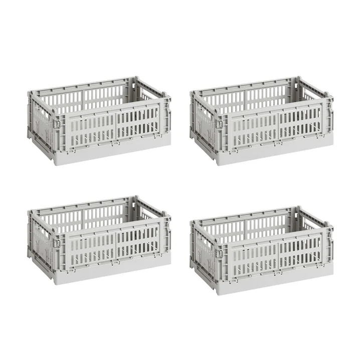 HAY - Colour Crate Panier S, 26,5 x 17 cm, light grey, recycled (set de 4)