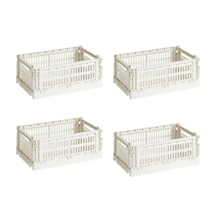 HAY - Colour Crate Panier S, 26,5 x 17 cm, off white, recycled (set de 4)