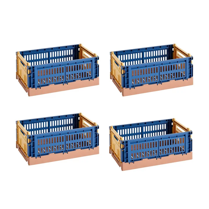 HAY - Colour Crate Mix Panier S, 26,5 x 17 cm, dark blue, recycled (set de 4)