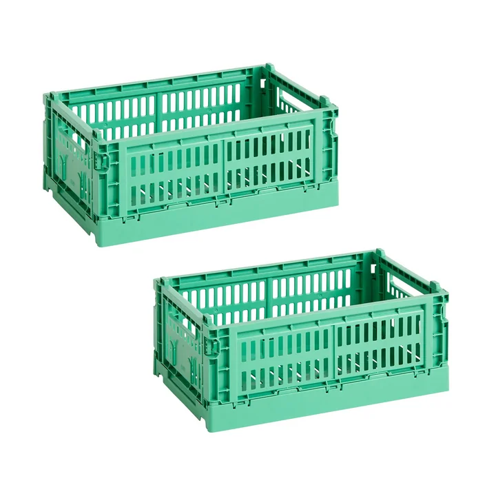 HAY - Colour Crate Panier S, 26,5 x 17 cm, dark mint , recycled (set de 2)