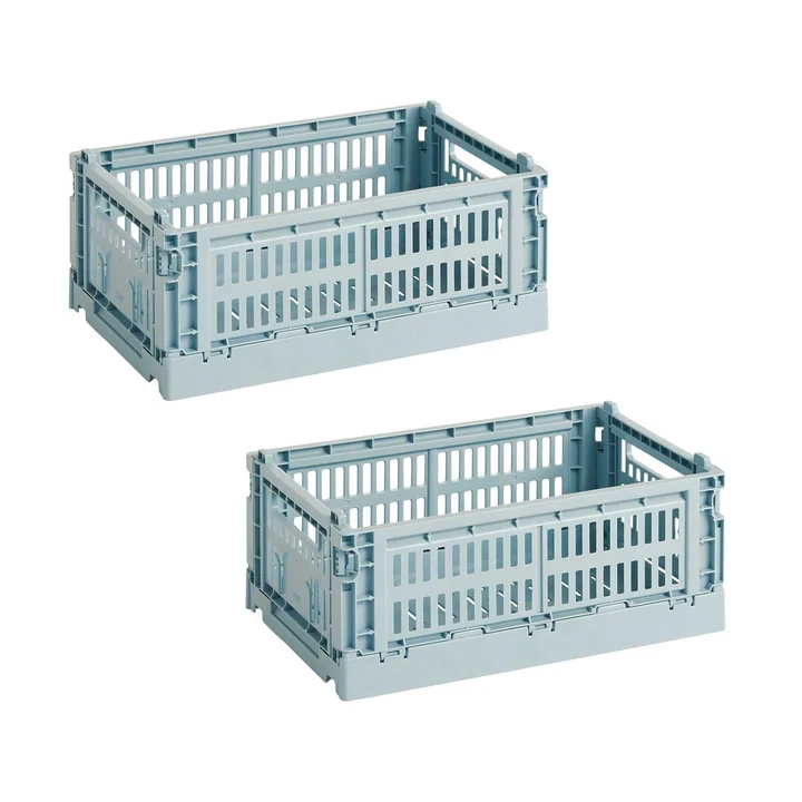 HAY - Colour Crate Panier S, 26,5 x 17 cm, dusty blue, recycled (lot de 2)