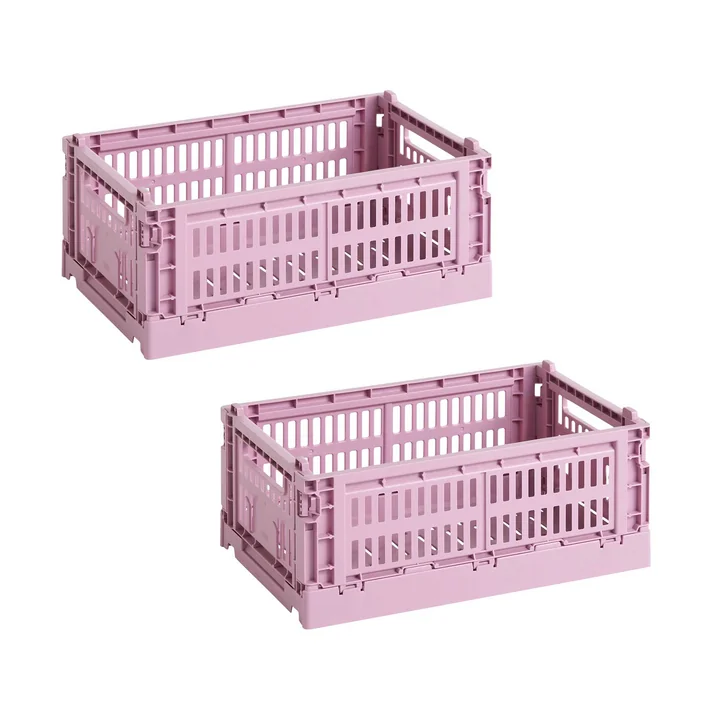 HAY - Colour Crate Panier S, 26,5 x 17 cm, dusty rose, recycled (lot de 2)