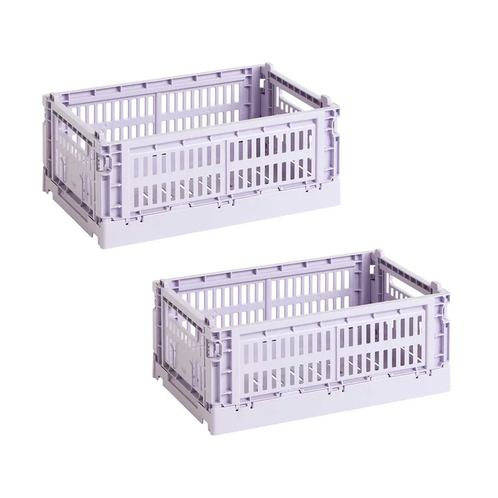 HAY - Colour Crate Panier S, 26,5 x 17 cm, lavender, recycled (lot de 2)