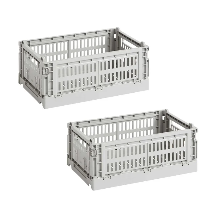 HAY - Colour Crate Panier S, 26,5 x 17 cm, light grey, recycled (lot de 2)