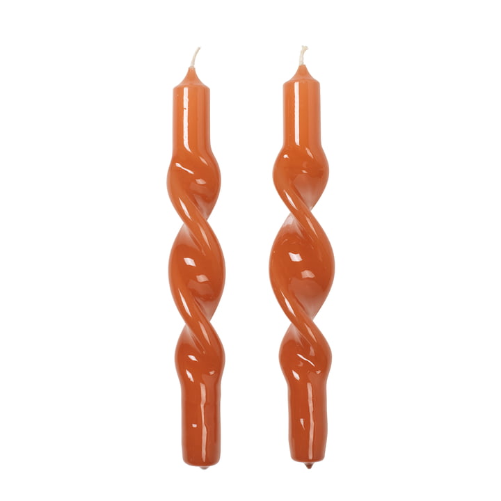 Broste Copenhagen - Twist Bougie, orange brûlé (set de 2)