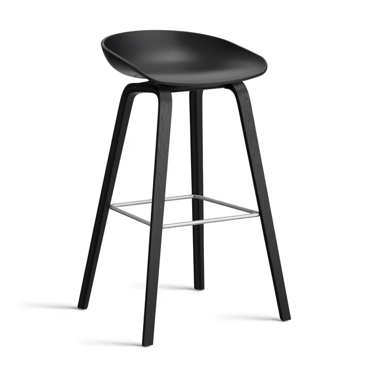 HAY - About A Stool AAS 32 H 85 cm, chêne laqué noir / acier inoxydable / black 2. 0