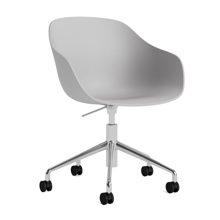 Hay - About A Chair AAC 252 avec gas-lift, aluminium poli / concrete grey 2. 0