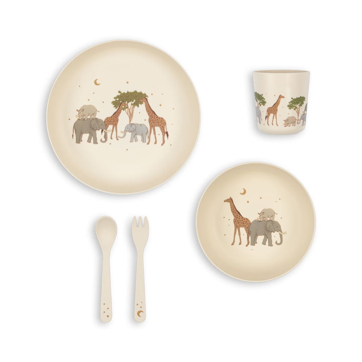 Set de vaisselle en PLA, safari de Konges Sløjd