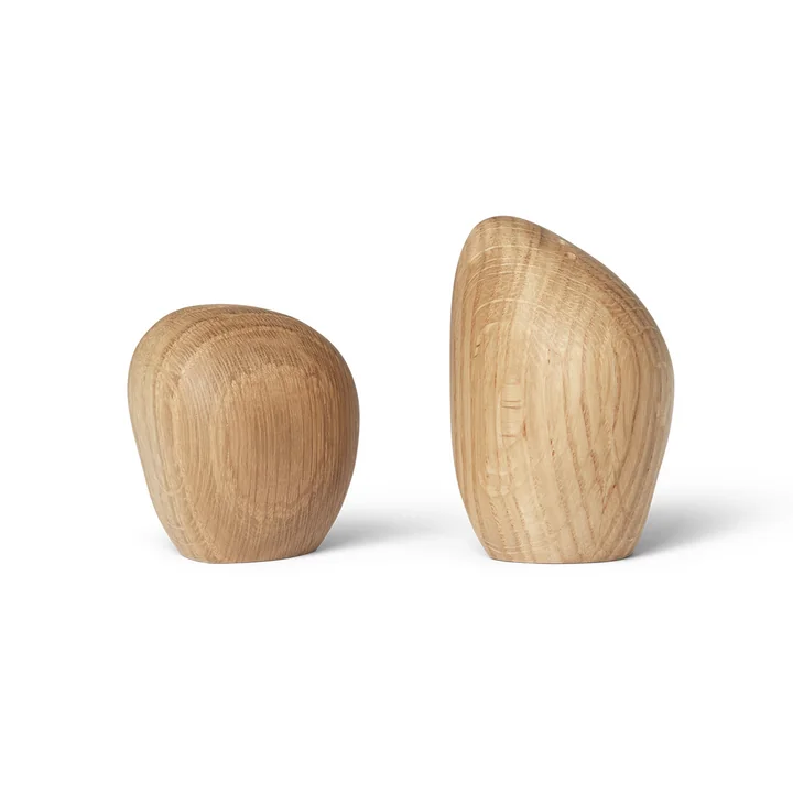 Ferm Living - Salière et poivrière Cairn, chêne (lot de 2)