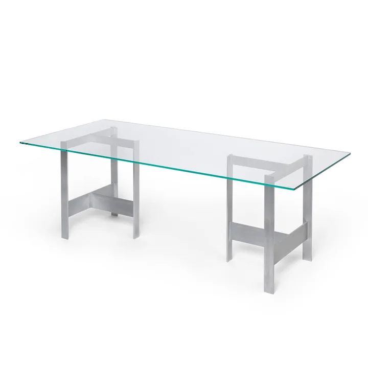 Ferm Living - Lager Table de salle à manger, 200 x 90 cm, verre / aluminium