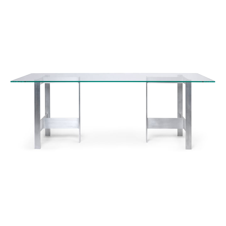 ferm Living - Lager Table de salle à manger, 200 x 90 cm, verre / aluminium