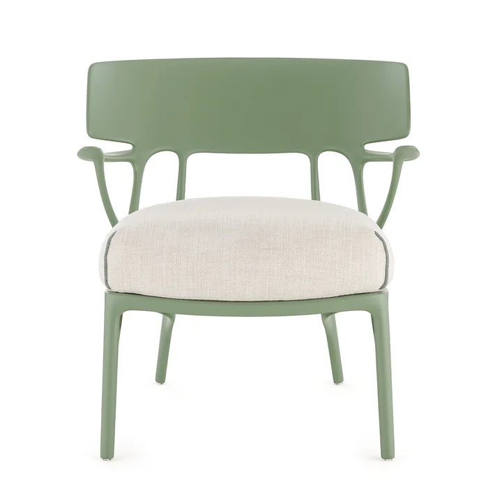 Kartell - A.I. Lounge Chair, vert / blanc (tissu Panamino)