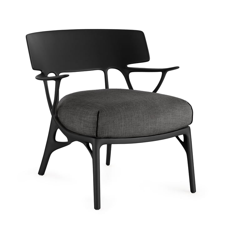 Kartell - A.I. Lounge Chair, noir / anthracite (tissu Panamino)