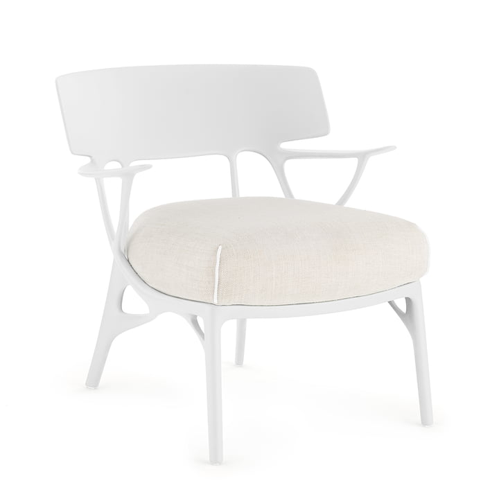 Kartell - A.I. Lounge Chair, blanc / blanc (tissu Panamino)