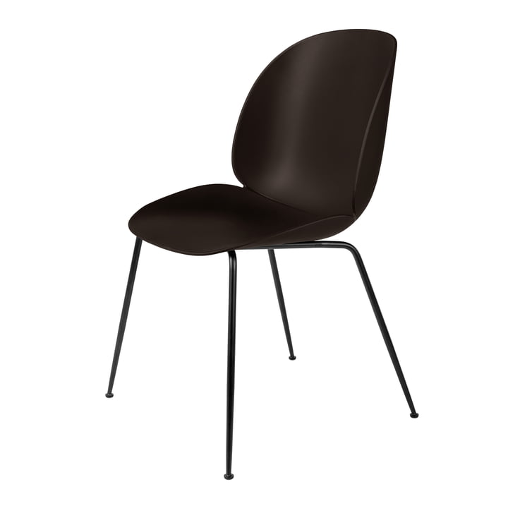 Gubi - Beetle Dining Chair, Conic Base noir / mocha brown