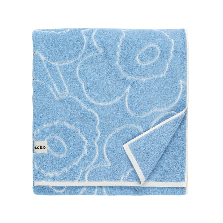 Marimekko - Piirto Unikko Serviette de bain, 100 x 160 cm, bleu / blanc