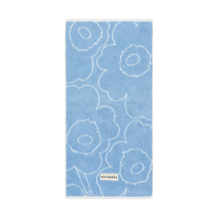 Marimekko - Serviette Piirto Unikko, 50 x 100 cm, bleu / blanc