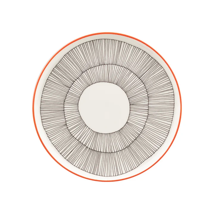 Marimekko - Oiva Kukat Puhkeavat Assiette, 20 cm, blanc / noir / orange